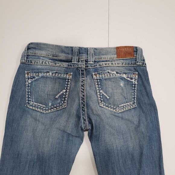 Y2K BKE Stella Jeans Low Rise Womens 30L Long Blue Slim Boot Bootcut Distressed - Picture 4 of 13